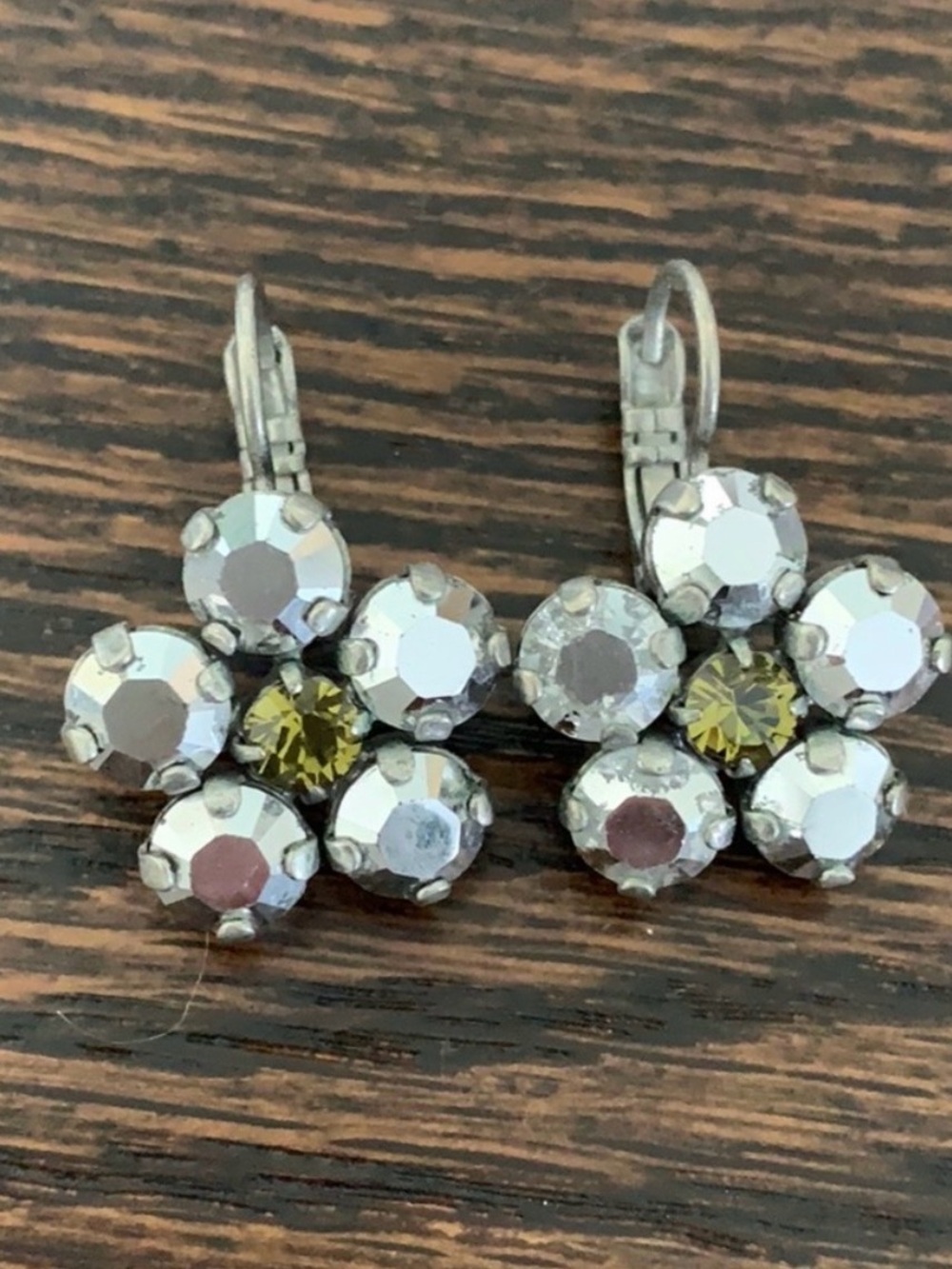 Sabika Spring 2013 Travel Daisy Floral Crystal Drop Earrings with Olive Center